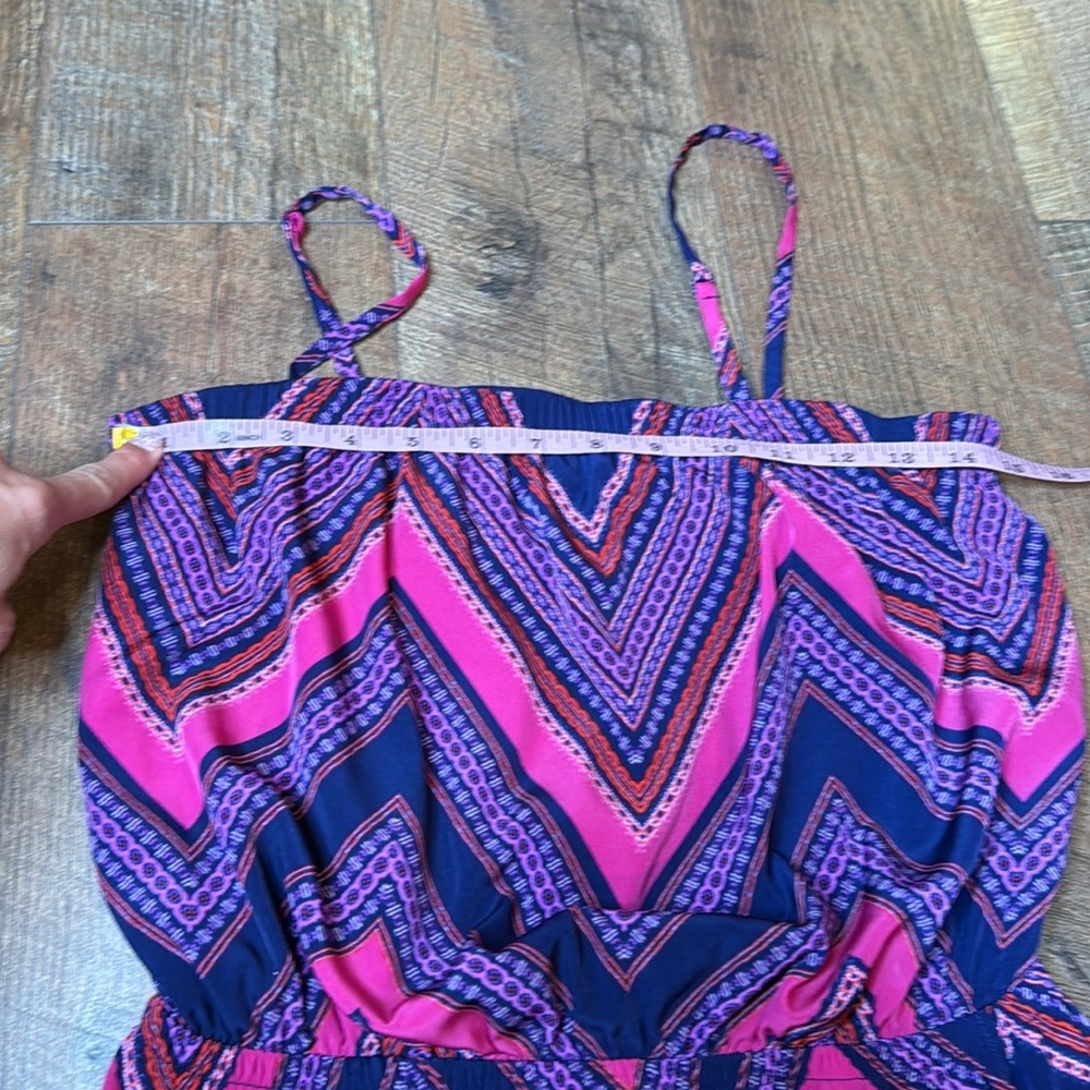 Express chevron strapless/spaghetti strap mini dress pink purple y2k - Picture 9 of 10